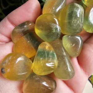 Yellow and Green Fluorite Gemstone Tumble