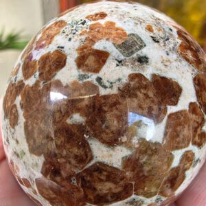 Garnet in Limestone Gemstone Sphere