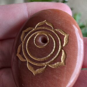 Peach Aventurine Gemstone Sacral  Chakra Incense Burner Flatstone
