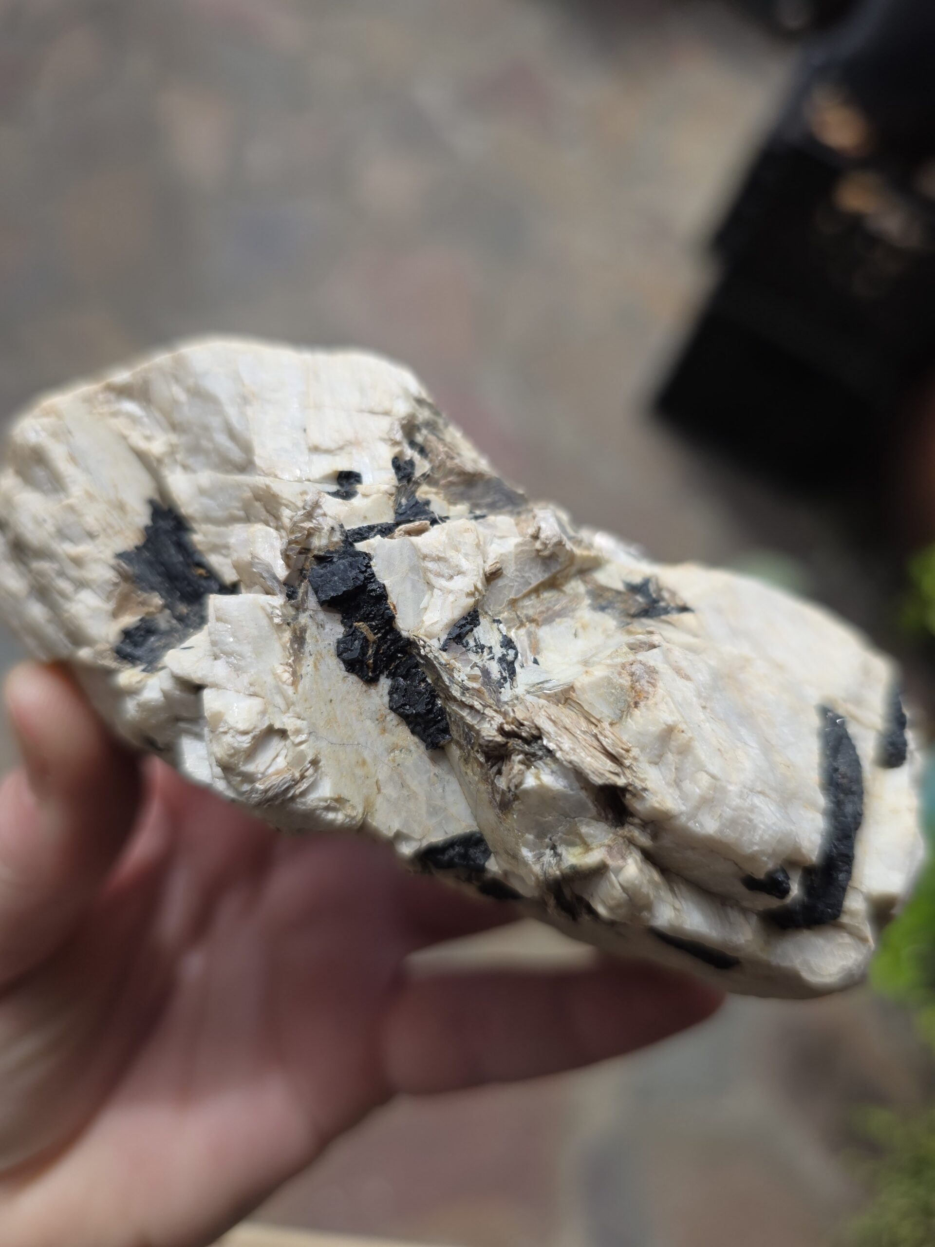 Black Tourmaline In Orthoclase with Mica Gemstone - Image 2