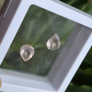 Natural Faceted Rose Quartz Teardrop Gemstones – 8 ct Pair | Love & Heart Chakra
